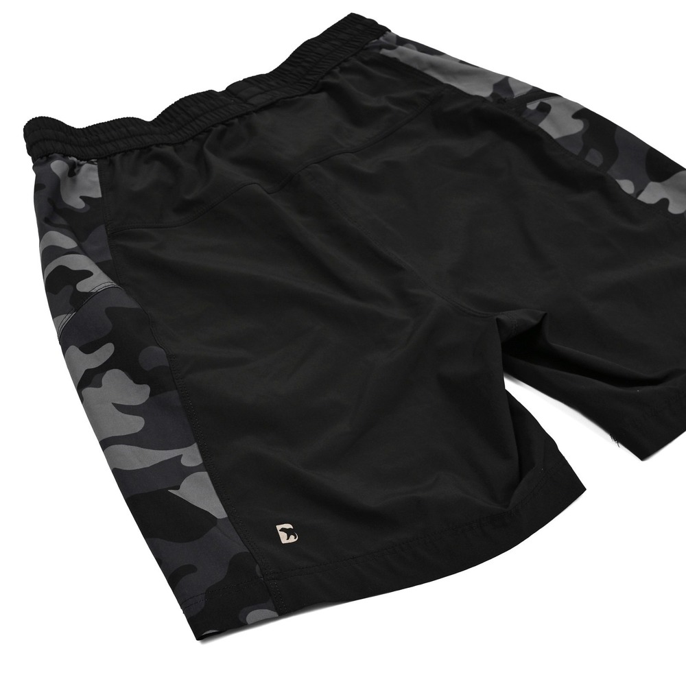 Bear Bottom Shorts Men's Medium‎ 7" Swim Hybrid Zip Pocket Gray Camo Black Beach